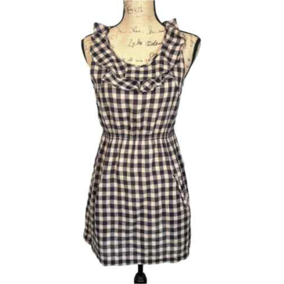 Anthropologie Edme & Esyllte Gingham Plaid Mini Dress with Ruffles • Size 8 🗣 - Picture 1 of 3